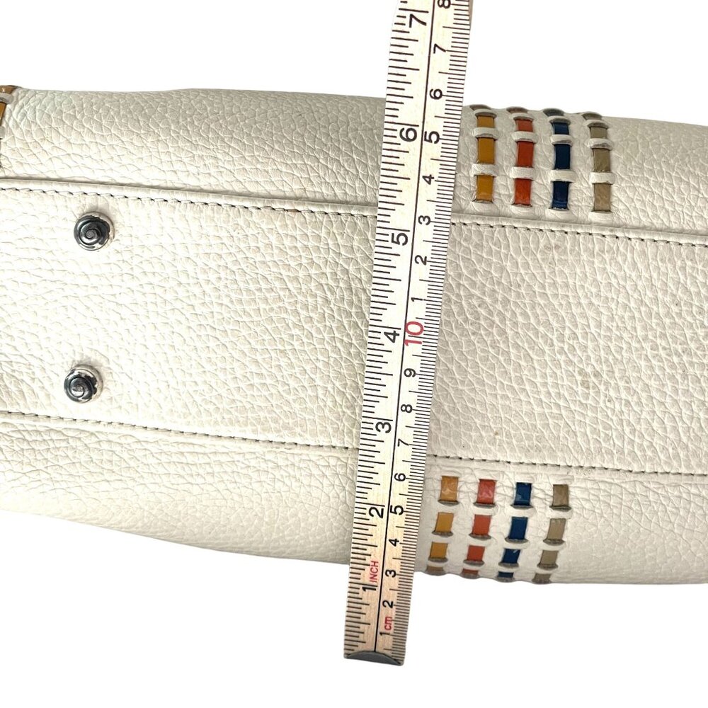 Brighton Leather Barrel Chain Strap Shoulder Bag Women's White Fashion Minimalis - Picture 9 of 12